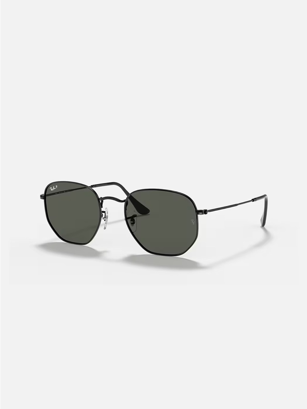 Ray-Ban Black Metal Hexagonal Polarized Sunglasses